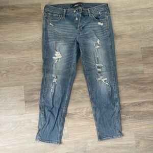 Hollister Boyfriend Distressed Blue Jeans